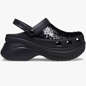 Crocs Classic Bae Platform Clog Sequin Black gold W 7